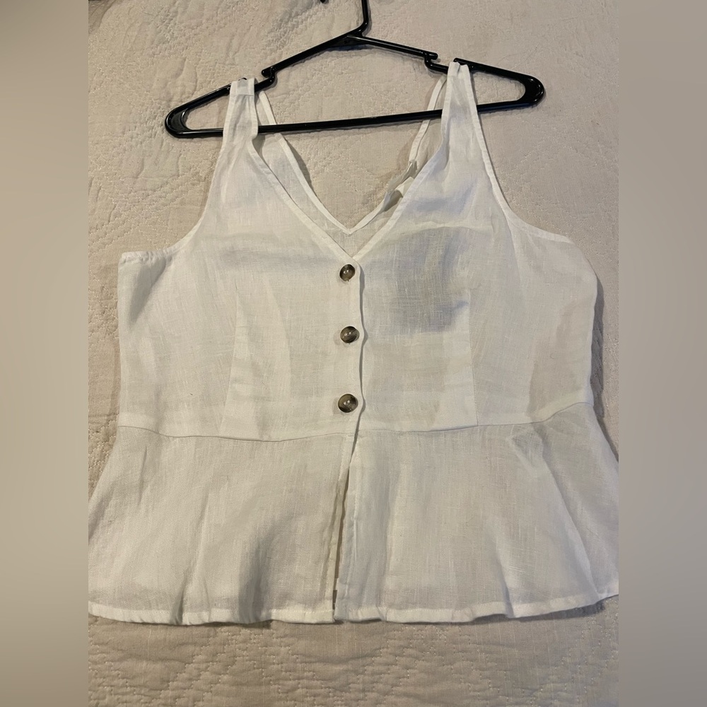 H&M XS White Linen Tank